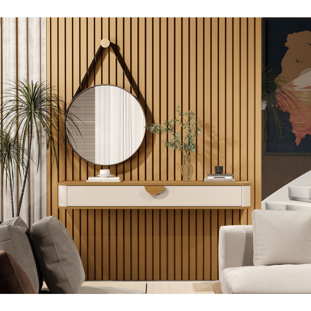 Aparador Suspenso Com Gaveta Alto Padrão Cantos Curvos Pronta Entrega 1,20m 100% MDF em Oferta na Shopee