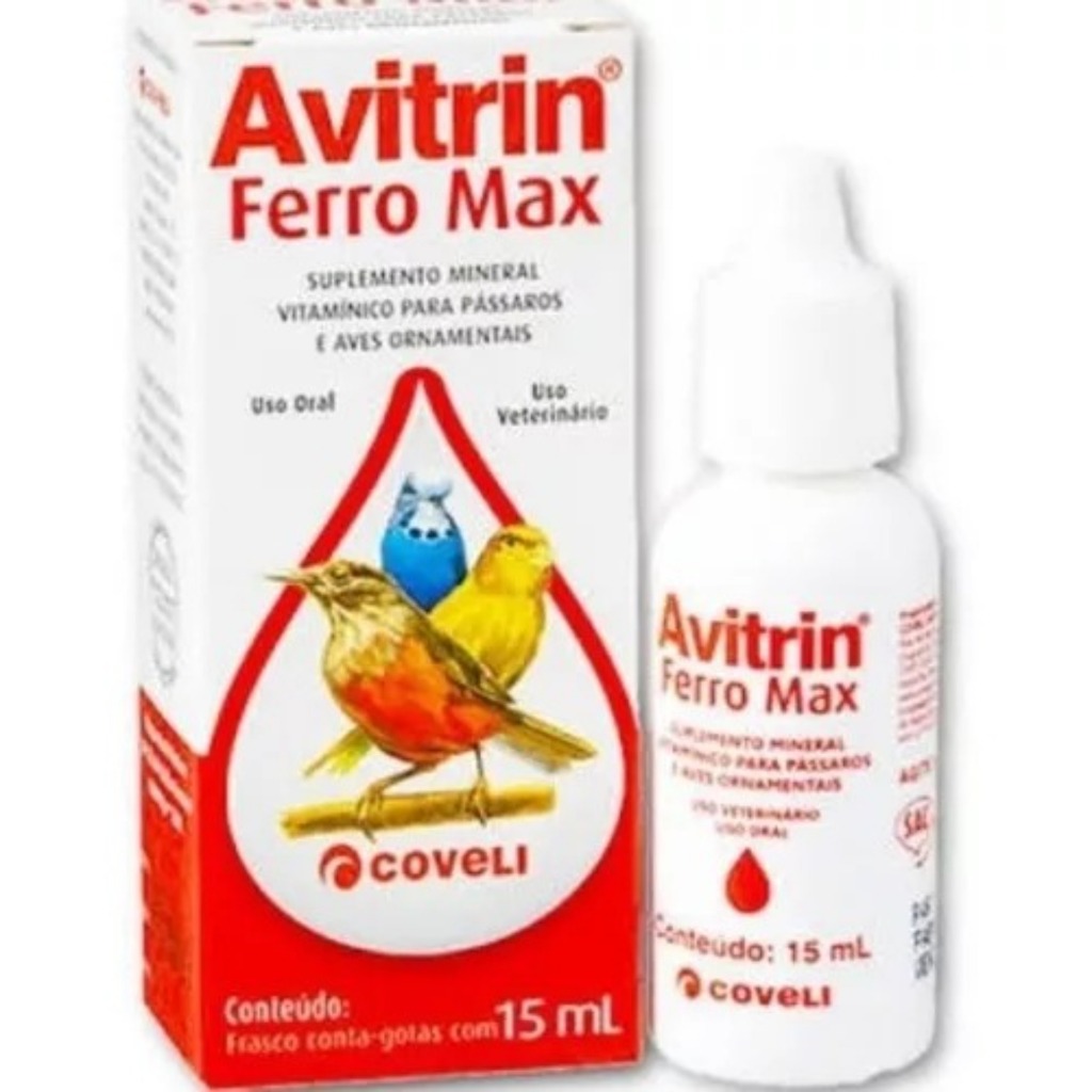 Avitrin Ferro Max 15ml Suplemento Vitaminico Para Aves Ornamentais Coveli