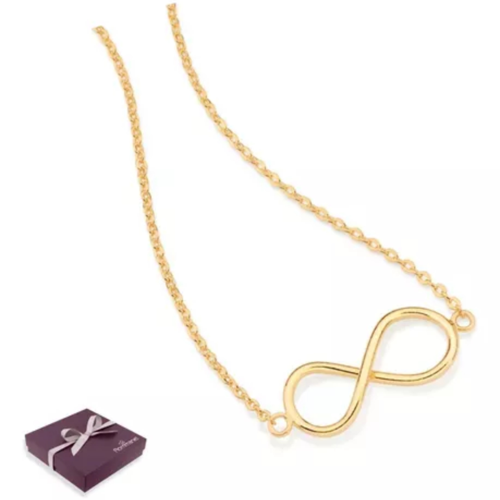 Rommanel Presente Feminino Colar Símbolo Do Infinito Banhado A Ouro 18k Lindo