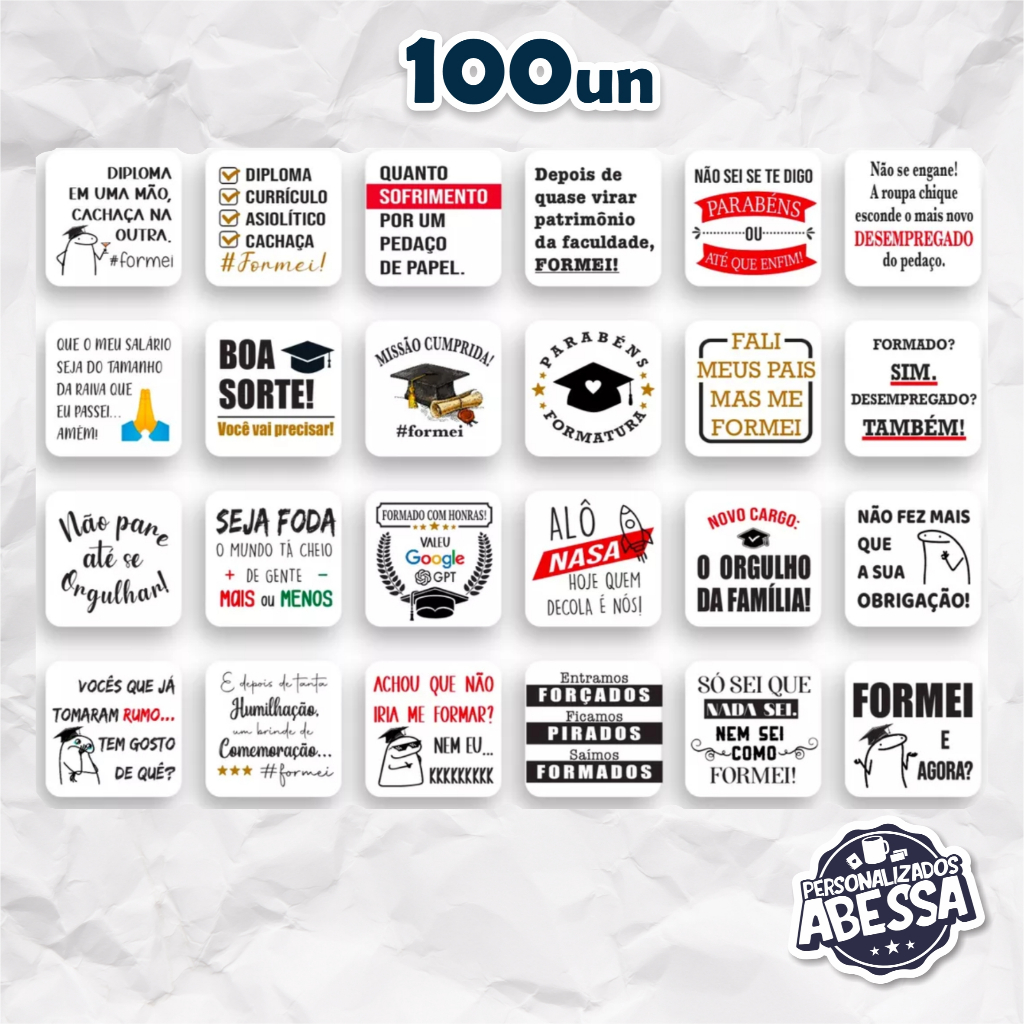 Tags para Drinks Formatura Frases Engraçadas 100un - PERSONALIZAMOS em Oferta na Shopee