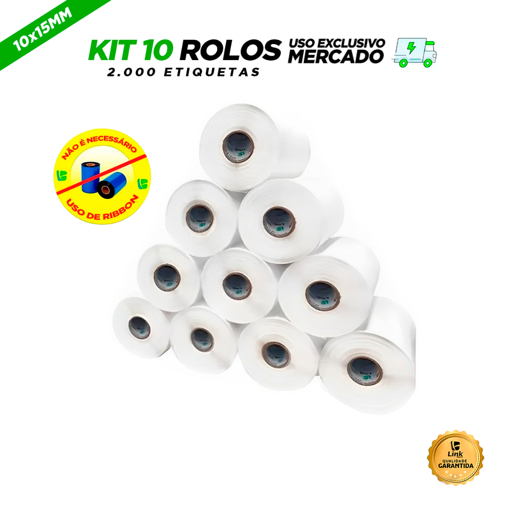 10 Rolos Etiqueta Termica c/ Serrilha 100mmx150mm Envios e Mercado Full