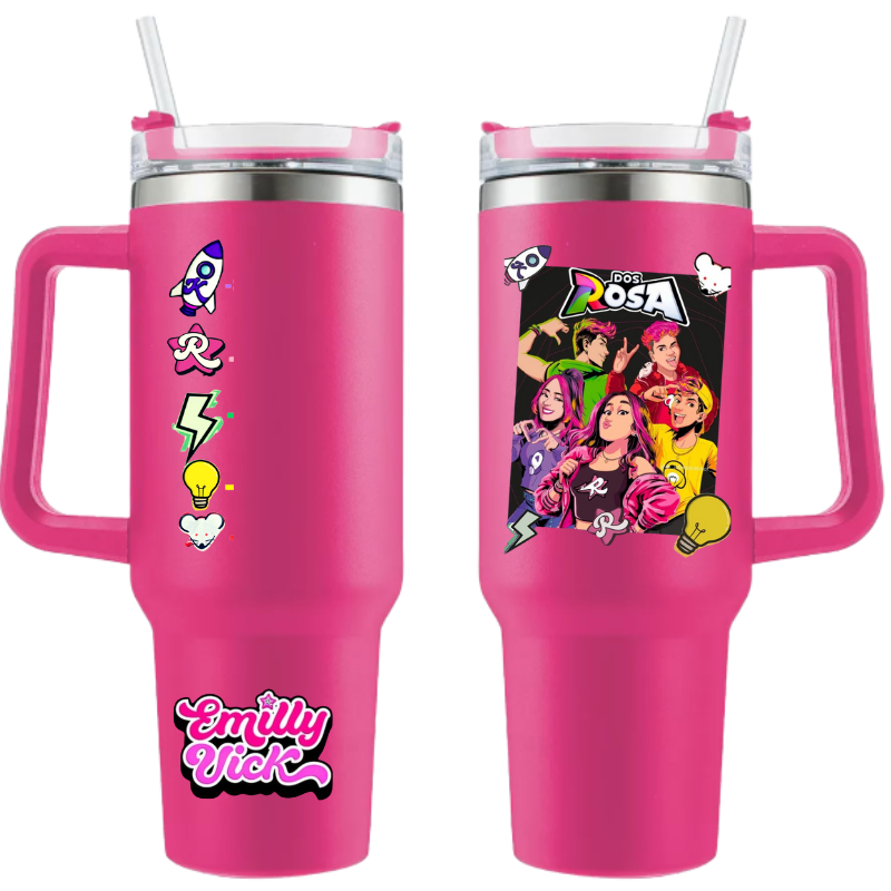 Copo Termico Emilly Vick Personalizado 1.200 Ml Com Tampa e Canudo