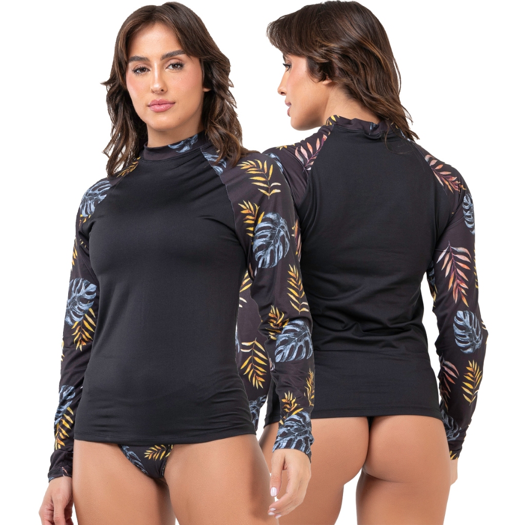 Blusa Térmica Feminina Proteção Uv 50+ Manga Longa Estampada  Segunda Pele Moda Praia  031