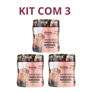 Kit com 3 Creme para Massagem Pimenta Negra - Rhenuks em Oferta na Shopee