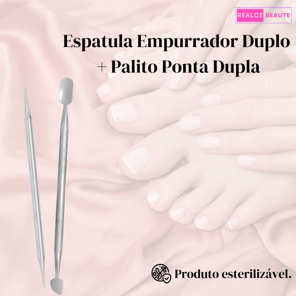 Empurrador Duplo ref (01) + Palito Ponta dupla ref (03) - Slim - Manicure e Pedicure / Podologia
