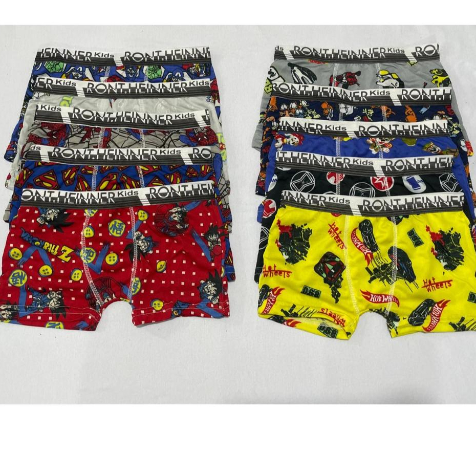 kit Com 10 Peças Cuecas Boxer Infantil Bebê E Crianças Estampadas Masculino Para Desfralde Microfibra