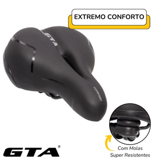 Selim de Bicicleta Confortavel Banco Bike GTA Comfort Gel Grande Com Refletor Macio Preto em Oferta na Shopee