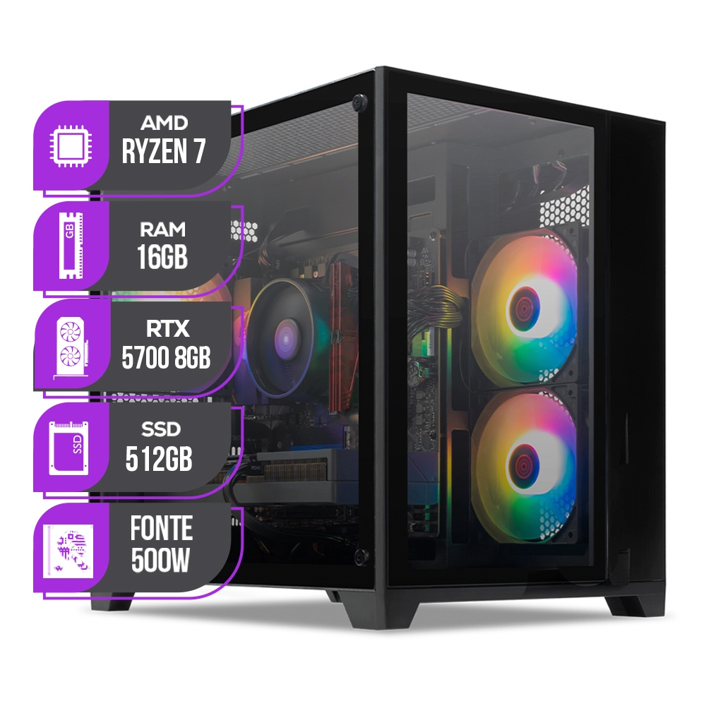 PC Gamer Mancer, AMD RYZEN 7 5700X, Water Cooler, RX 5700 XT 8GB, 16GB DDR4, SSD M.2 512GB, 500W 80 Plus - Computers & Accessories