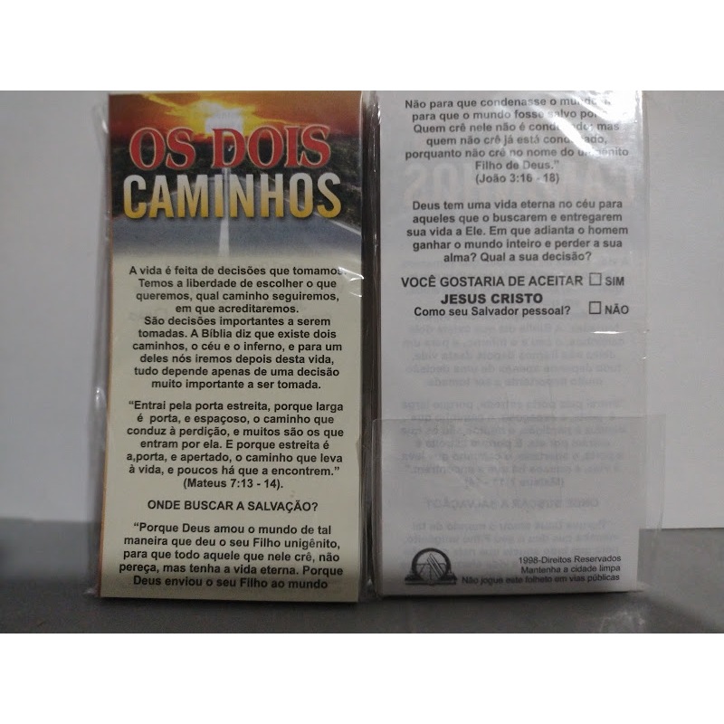 Kit 600 Folhetos Para Evangelismo 'Os Dois Caminhos e Arrebatamento'