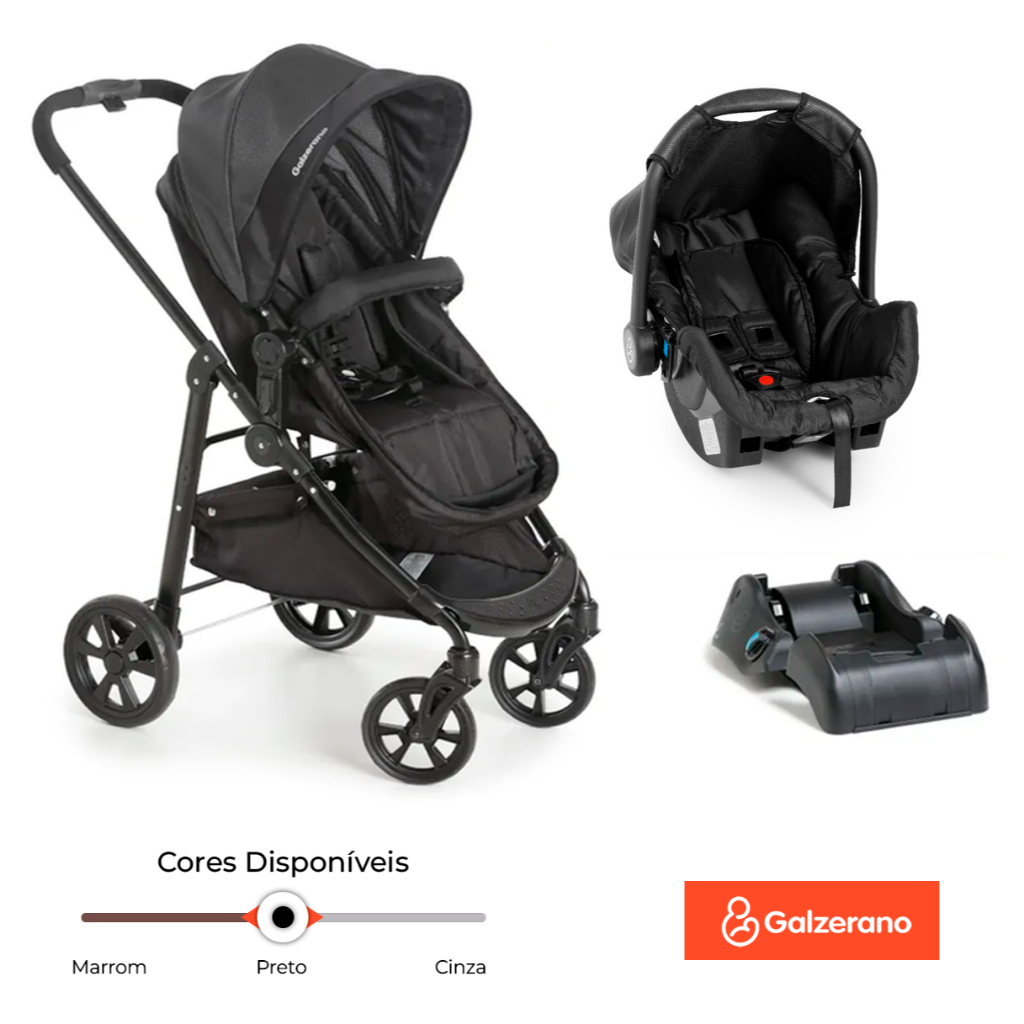 Carrinho de Bebê Olympus Moisés Passeio 3 em 1 Travel System Galzerano