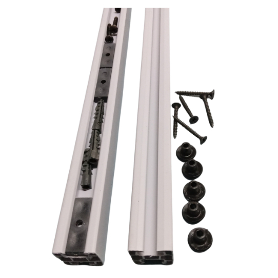 Trilho guia superior porta sanfonada cinza 70 cm 5 roletes 3 fixadores (conferir vão antes comprar)