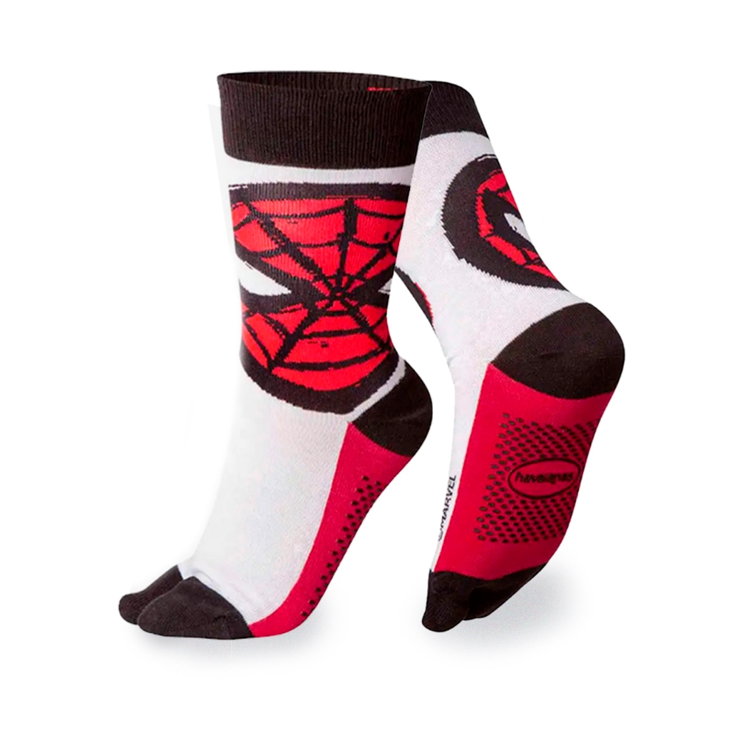 Meia para Chinelo Dedinho Antiderrapante Meias de Dedo Divertida Aranha Herói Juvenil 34 a 39