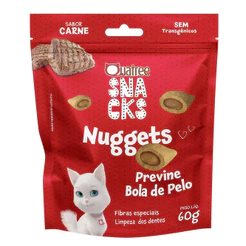 Petisco Snack Quatree Gato Nuggets Carne Bola de Pelo 60 gr
