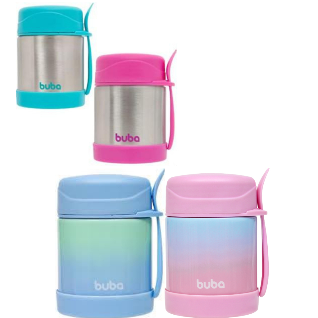 Pote Térmico Inox Parede Dupla com Talher 320ml +6 Meses Da Buba