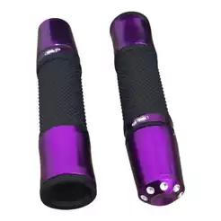 Manopla Com Peso Longo Rosa/Roxa Moto Esportiva Aluminio Tipo Universal 22mm