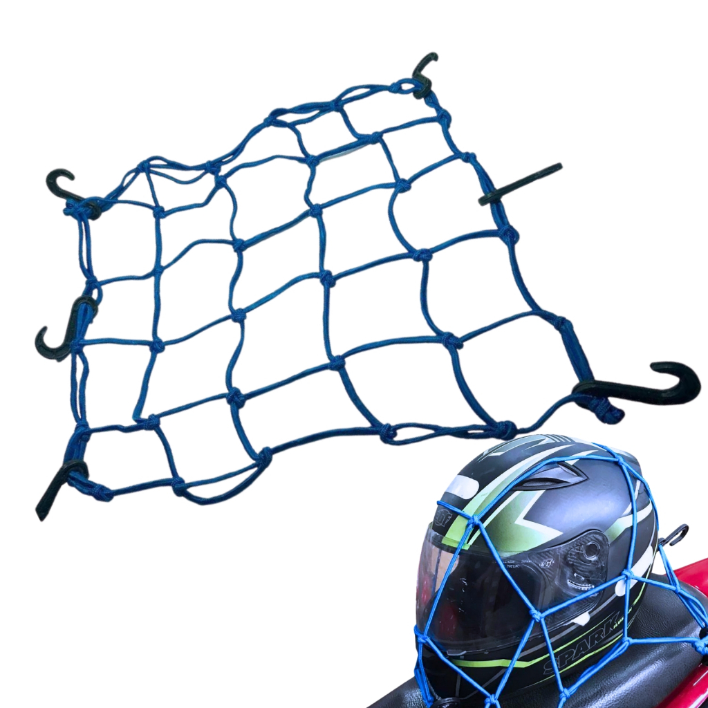 REDE ELASTICA ARANHA AZUL 35X35 MOTO / BAGAGEIRO / CAPACETE em Oferta na Shopee