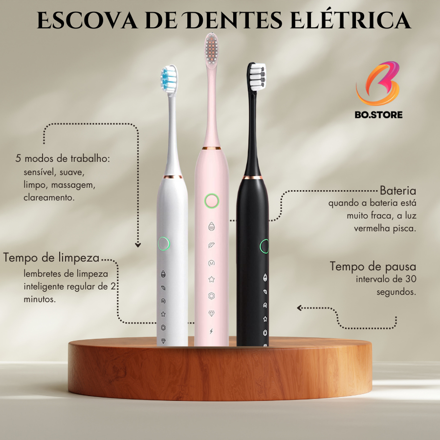 Escova de dentes elétrica recarregável Sonic Ultrassônico À Prova D