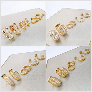 Kit 3 pares brincos femininos coracao e redondo cravejado pedra de zirconia folheado a ouro18k e prata 925 em Oferta na Shopee
