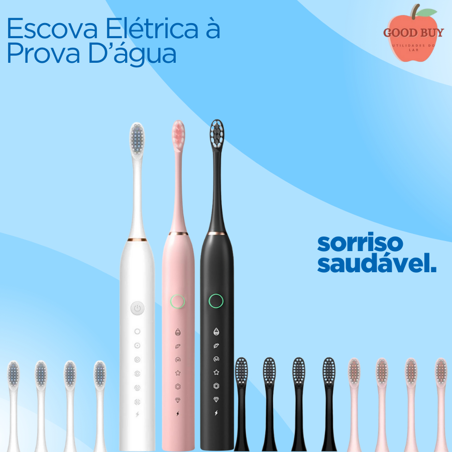 Escova De Dentes Elétrica à prova d'água ultrassônica inteligente cabeça de escova Substituível