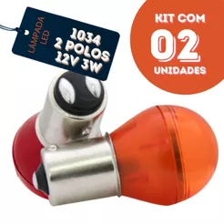 Lâmpada LED 1034 12V 3W 2 Polos - Vermelho (blister com 2 unidades)