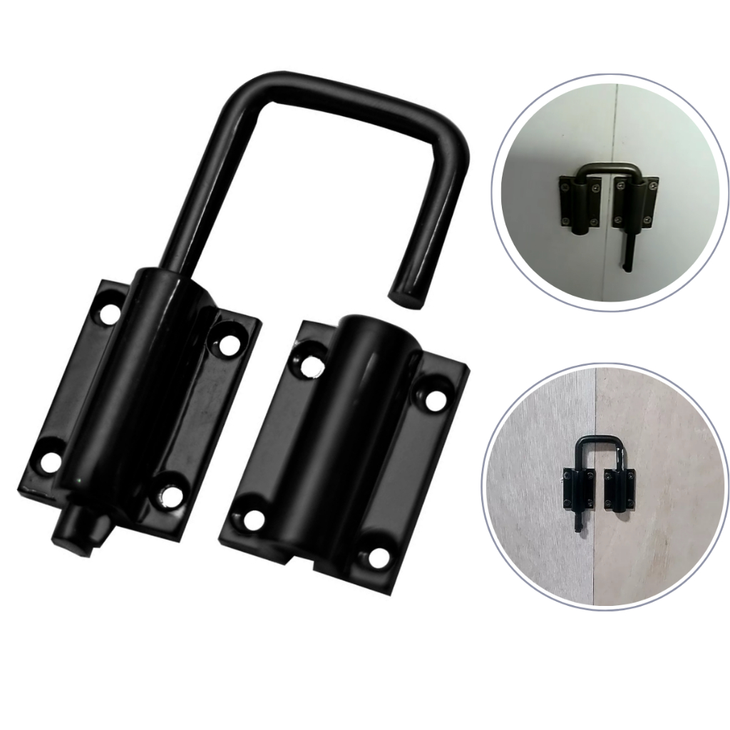 Trinco para porta camarão de madeira cor preto trinco em alumínio 1Pç em Oferta na Shopee