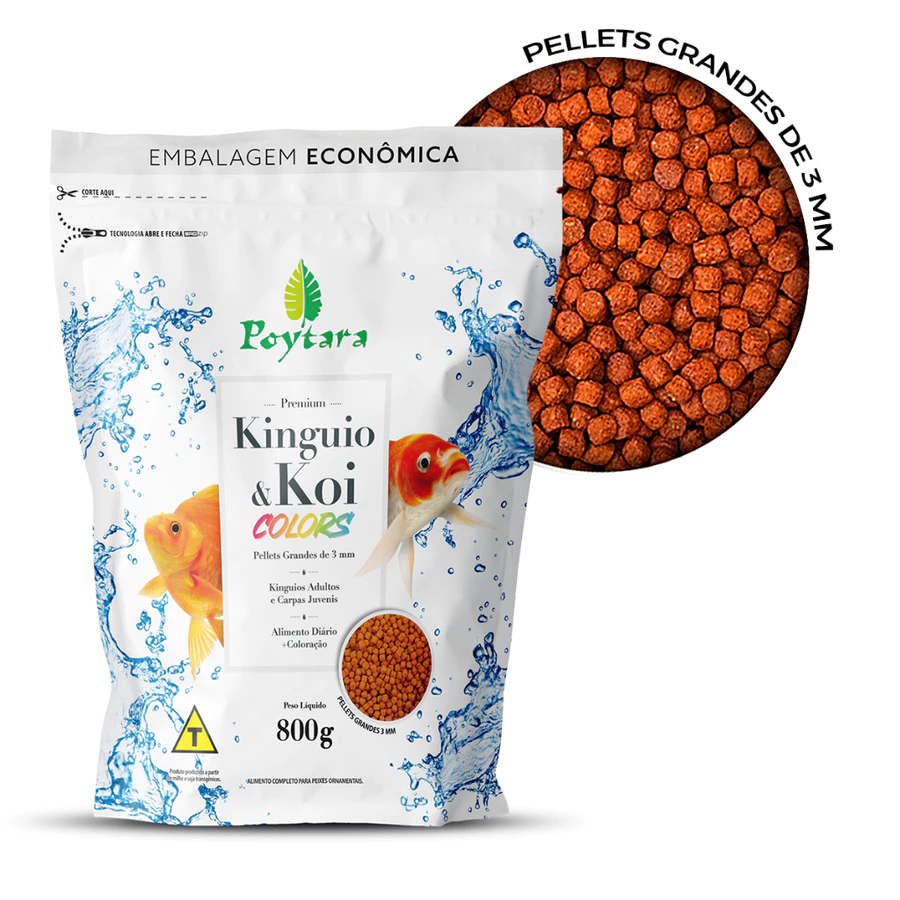Ração Poytara Kinguio & Koi Colors 800g Colors Carpa Japonês aquario lago