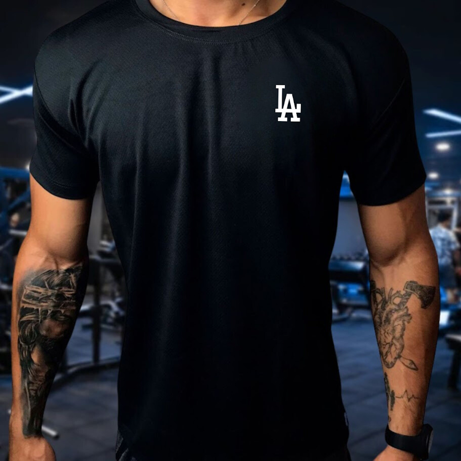 Camisa Dry Fit Masculina Camiseta Modelo La Academia Corrida Treinos Crossfit Tecido Leve