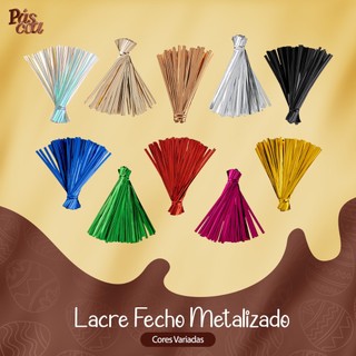 Kit 100 Amarrilho Fecho Lacre De Arame 11cm Diversas Cores Presentes e Balões - Silver Festa