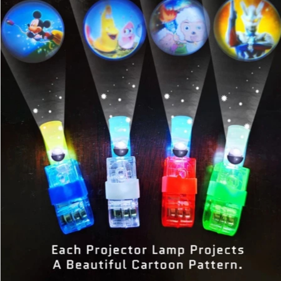 kiT  Conjunto de projetor de desenho animado de luz de dedo com anel de brilho LED em Oferta na Shopee