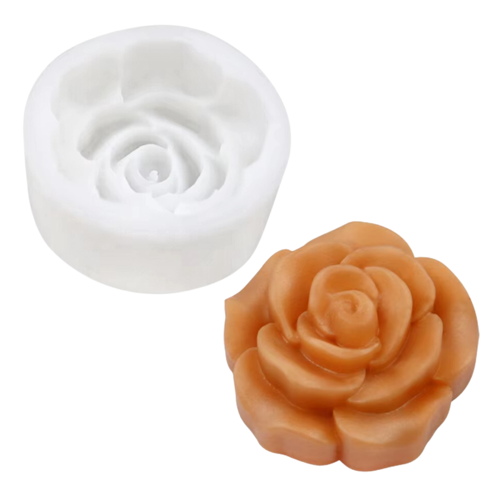 Forma Molde de Silicone Rosa Vela Sabonete Gesso Biscuit Flor
