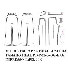 MOLDE ,MODELAGEM PARA COSTURA DE CALÇA PANTALONA COM ELASTICO NAS COSTAS EM PAPEL 90 GM HSTZ-205 em Oferta na Shopee