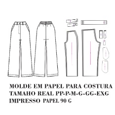 MOLDE ,MODELAGEM PARA COSTURA DE CALÇA PANTALONA COM ELASTICO NAS COSTAS EM PAPEL 90 GM HSTZ-205 em Oferta na Shopee