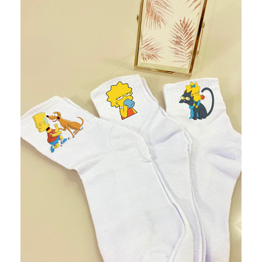 Meia Os Simpsons Kit 03 Pares de Meias Personalizadas