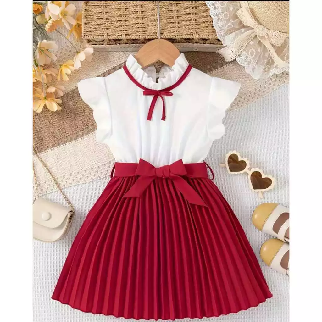 Vestido plissado princesa infantil e juvenil para crianças chiques e estilosas — imagem 1