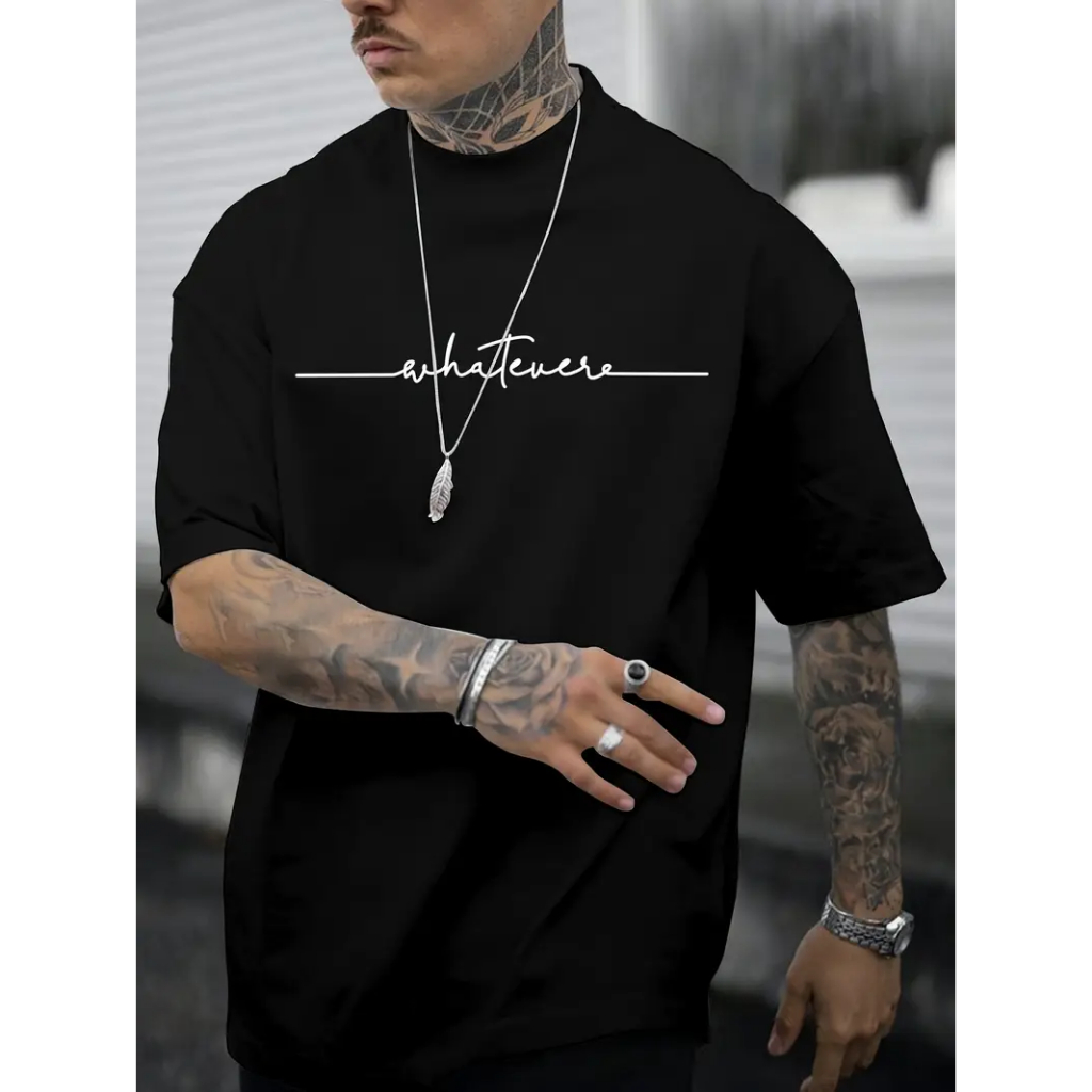 Camiseta Whatever Corte Oversized Tendência Urbana Tecido de Algodão Premium Confortável Style Streetwear