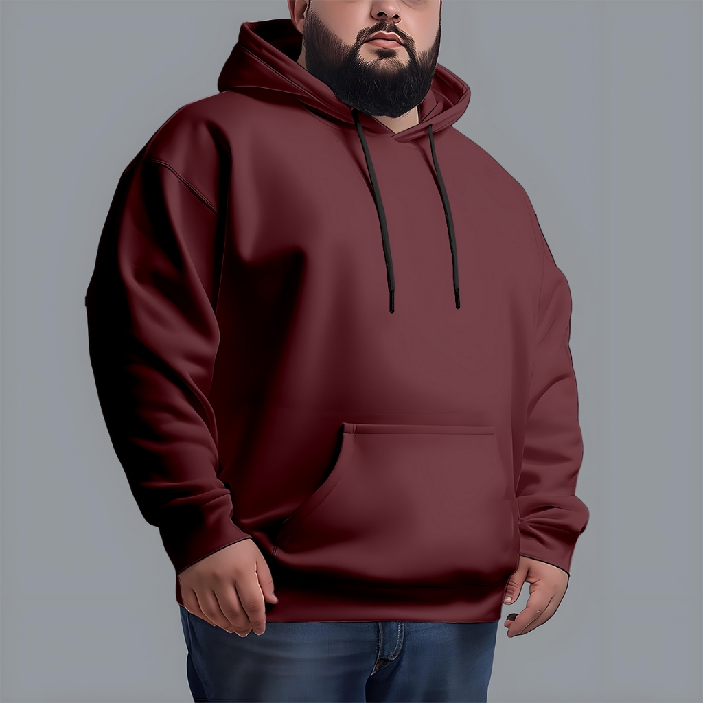 Blusa Moletom Slim Básico Plus Size com Capuz Canguru Algodão