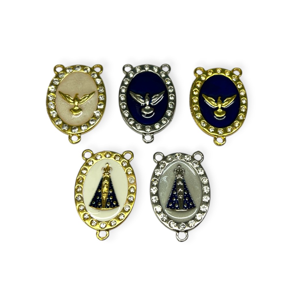 Entremeio para Terço Resinado com Strass Oval - 1 ou 2 unidades