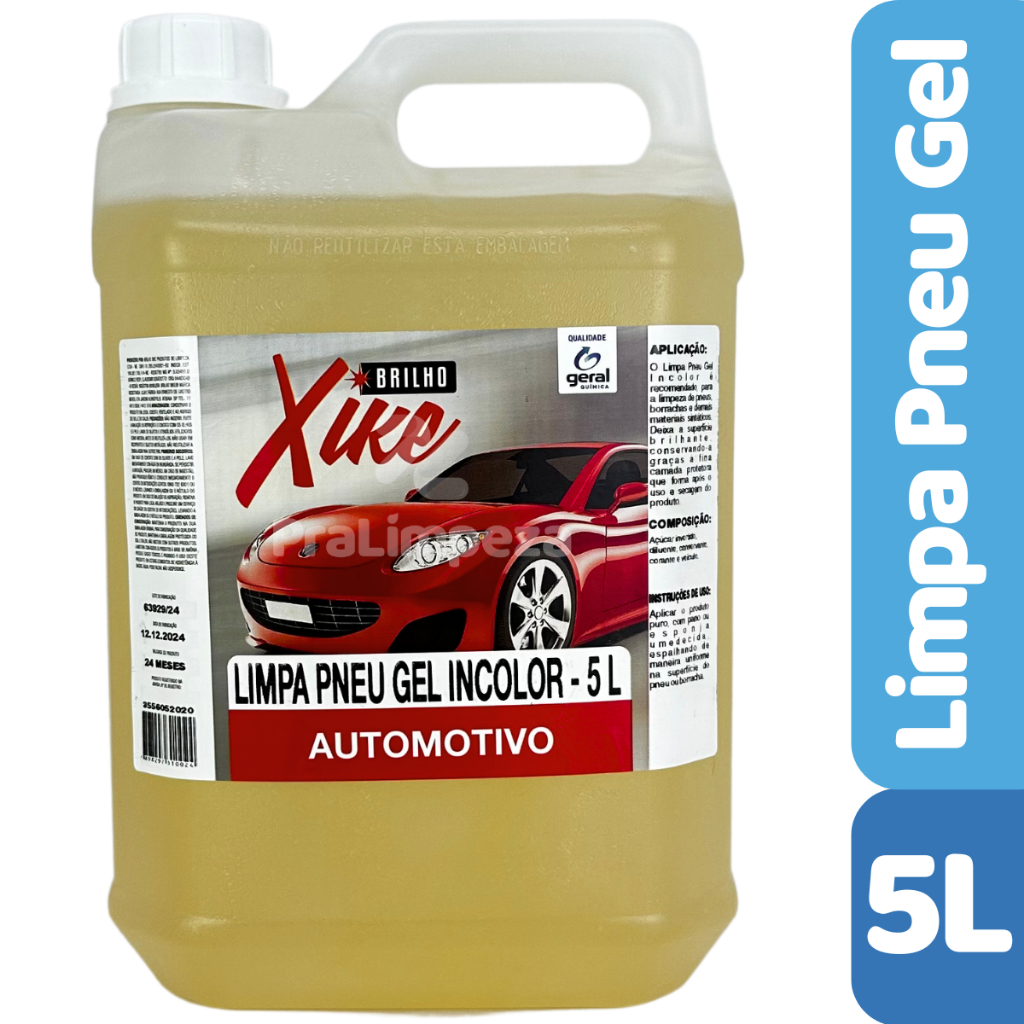 Limpa Pneu Gel 5L Pretinho Baba de Camelo Incolor Brilho Molhado Para Pneus Carro Moto Borracha