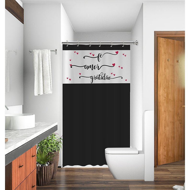 Cortina de Box Fé, Amor e Gratidão Anti Mofo Resistente Alta Qualidade 100% PVC Várias Cores em Oferta na Shopee