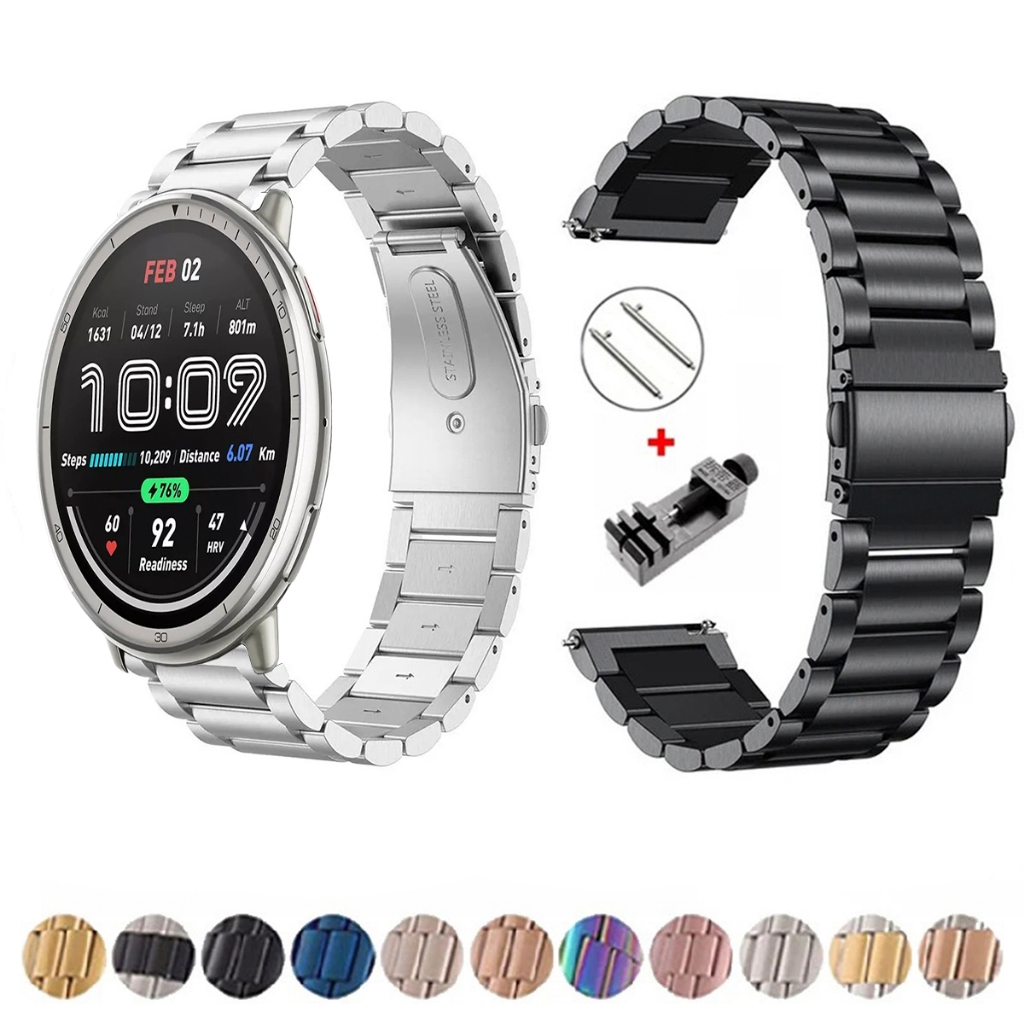 Pulseira de 20mm Metal Elos de aço inox para Smartwatch Amazfit Active 2  de Engate Rapido