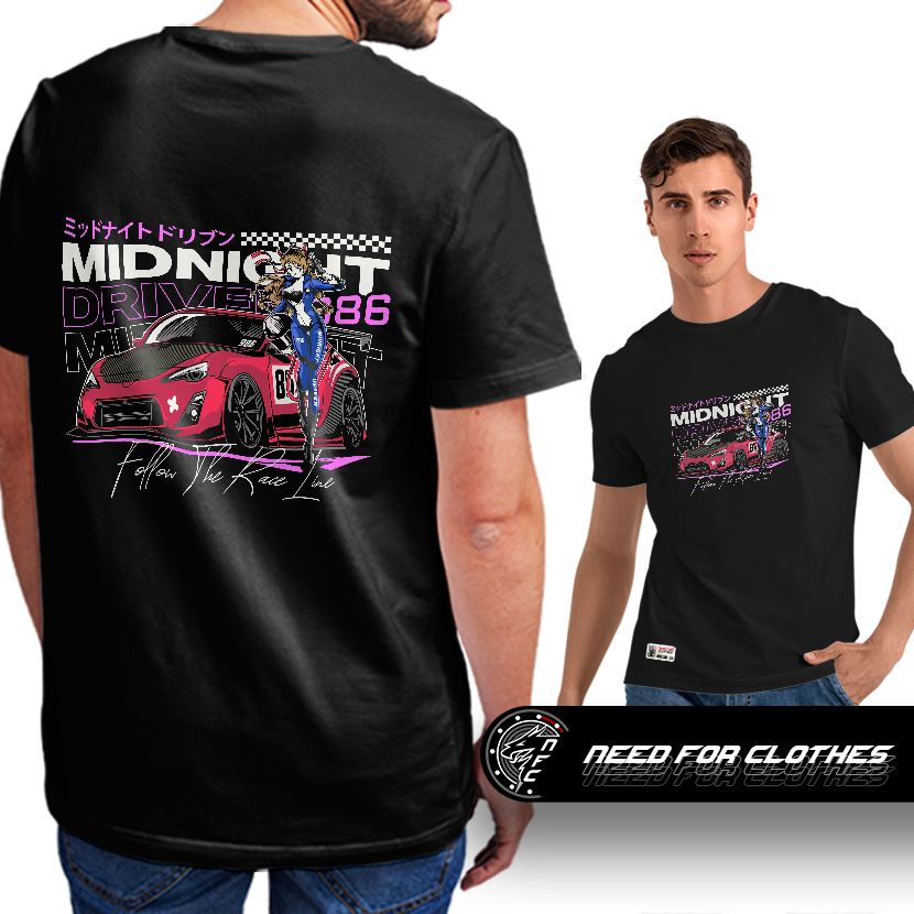 Camiseta Toyota GT86, Midnight Driven, JDM, Cultura Automotiva