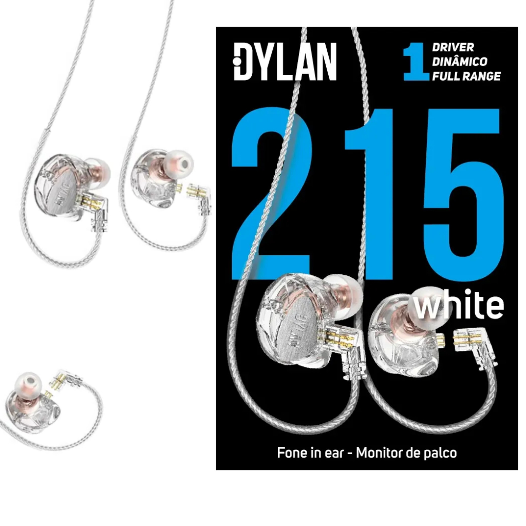 Fone de Ouvido Dylan In Ear 1 Driver - Monitor de Palco Cor Branco - DE-215
