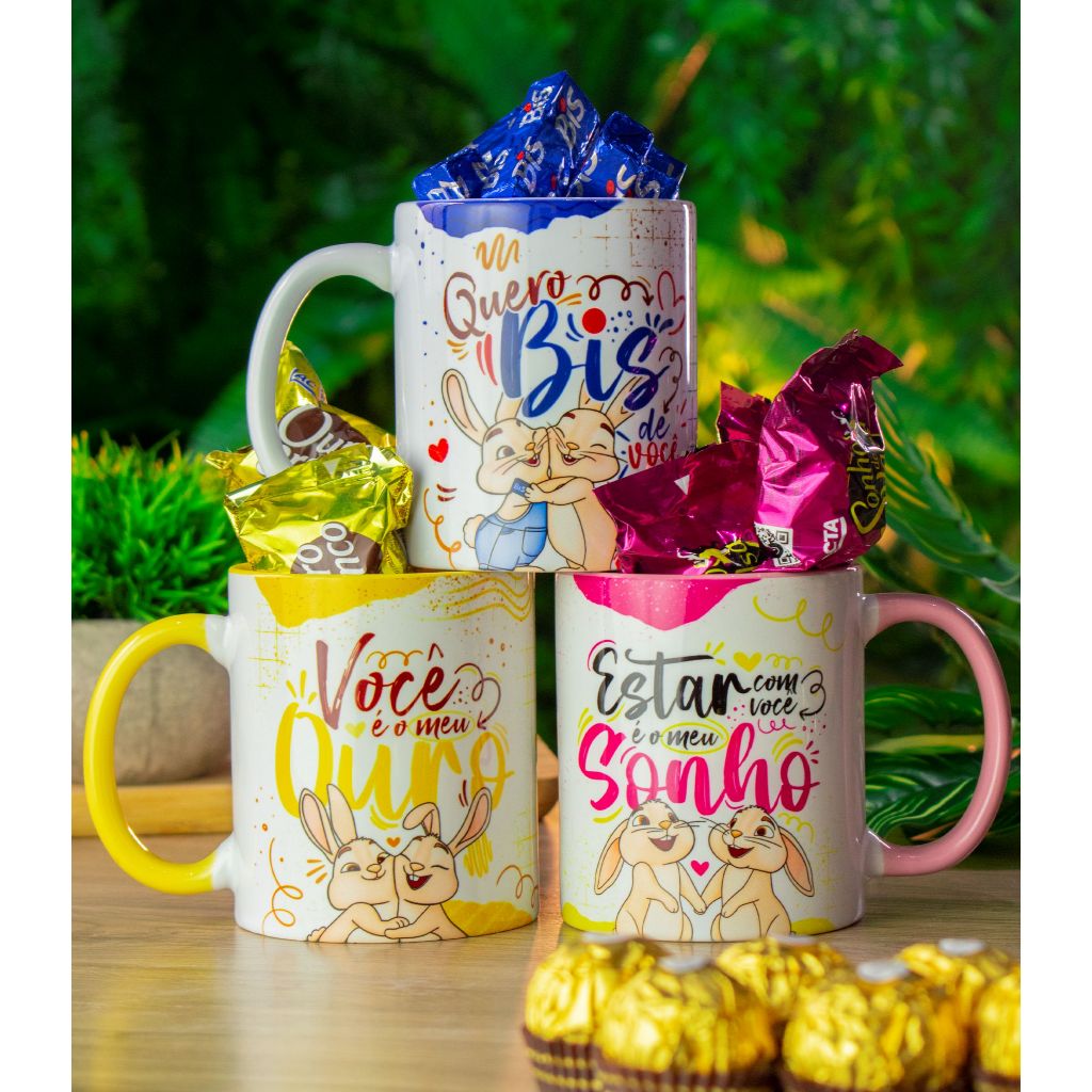 Caneca Porcelana Cerâmica Personalizada Páscoa Chocolate Personalização Xícara