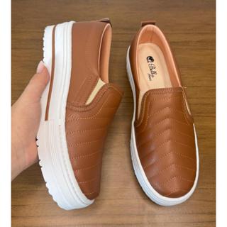 Tênis Fêminino Marrom Slip On Casual Sapatilha Confortável Sapatênis Leve Envio Imediato em Oferta na Shopee