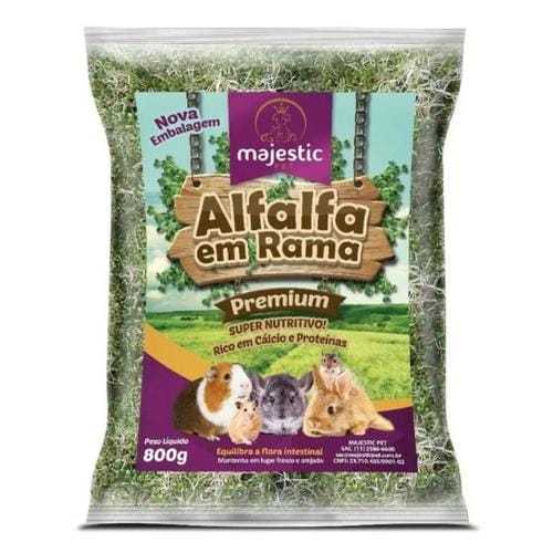 Alfafa Em Rama Super Premium Para Roedores Pacote 800g - Majestic
