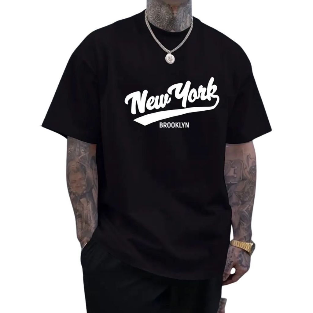 Camiseta New York Estilo Oversized Streetwear Tecido Respirável Premium Moda Urbana Confortável