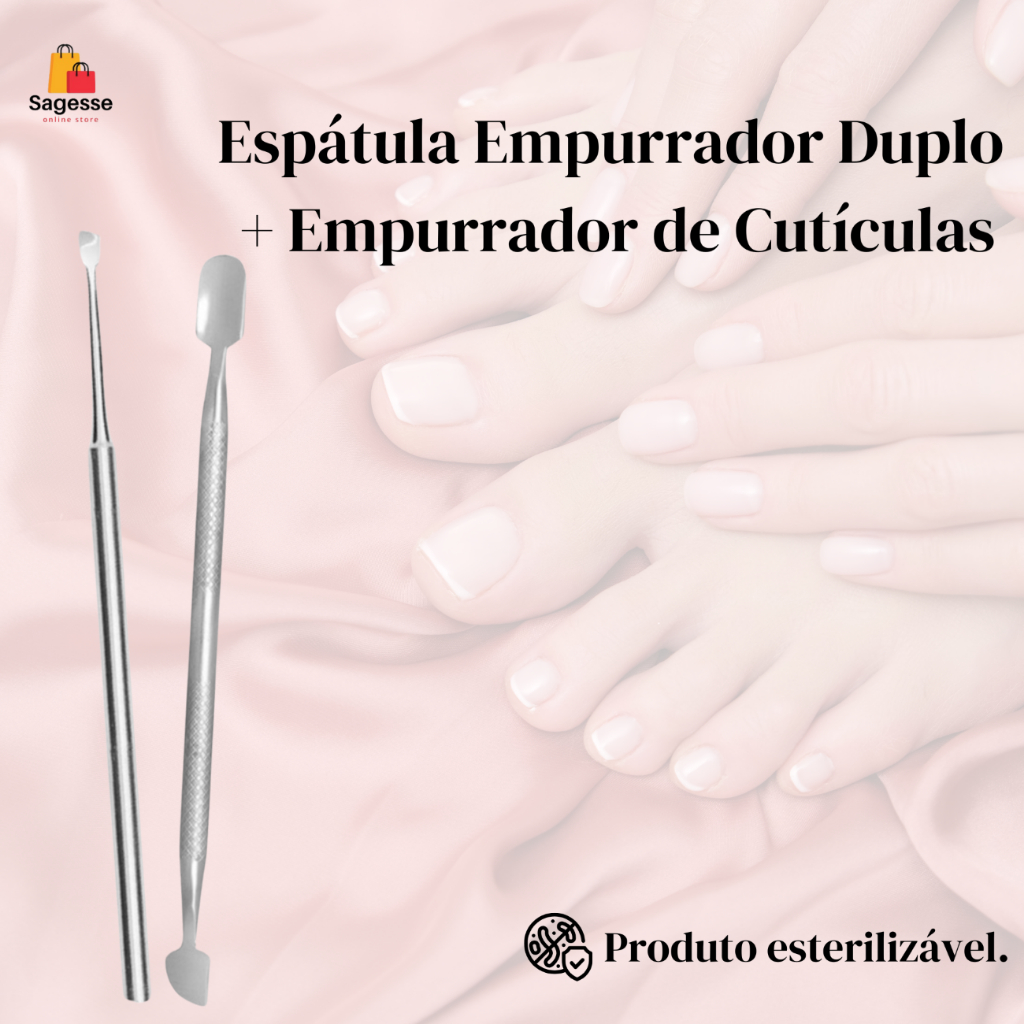 Empurrador Duplo (Ref 01) + Empurrador de Cuticulas(Ref 06) - Slim - Manicure e Pedicure em Oferta na Shopee