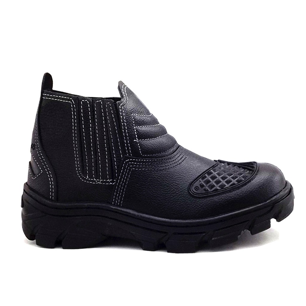 Bota De Motoqueiro Em Couro Legítimo Refletiva Com Proteção em Oferta na Shopee