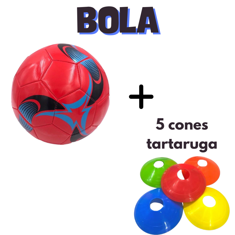 Kit Funcional Esportivo Bola Futebol + 10 ou 5  Cones Tartarugas Chapéu Chines Futebol Futvolei Futsal