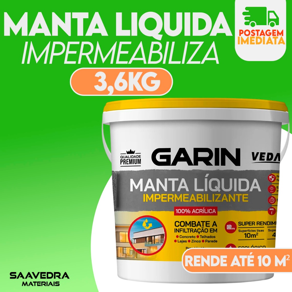 Manta Liquida Impermeabilizante de Paredes e Laje Elastico 3,6kg Garin em Oferta na Shopee